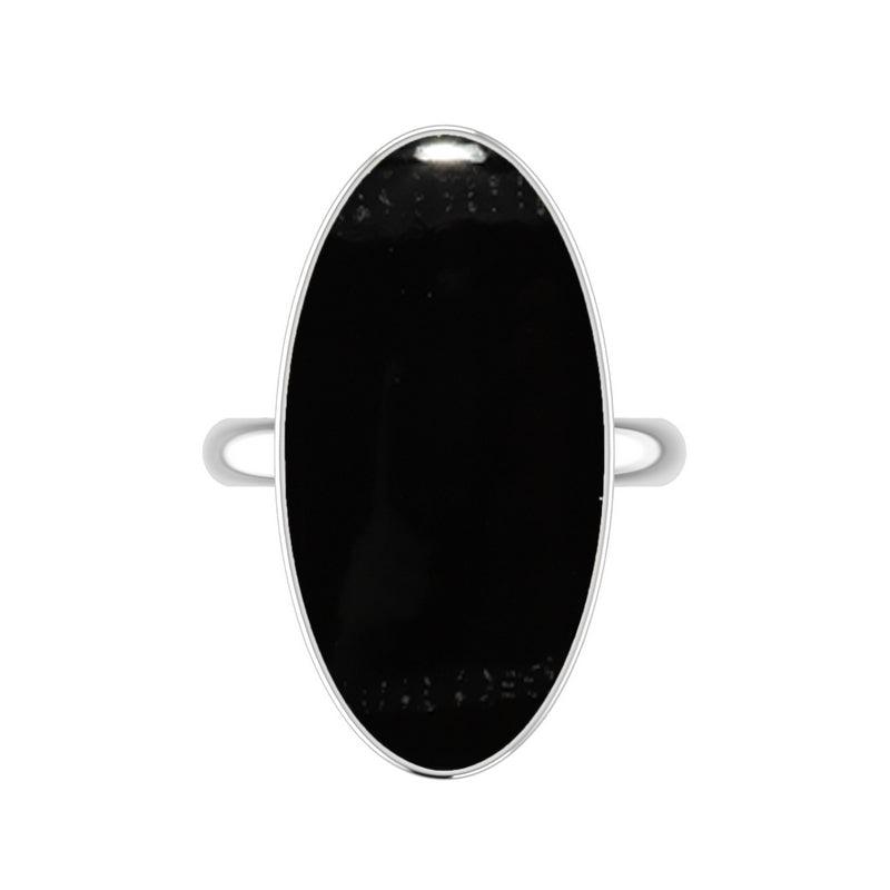 Natural Black Onyx Rings for Women in Sterling Silver (Pack of 4, Bezel-Set)