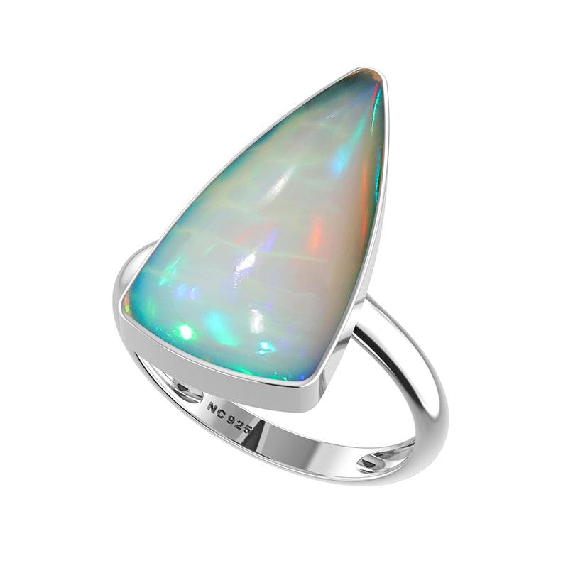 Natural Ethiopian Opal Rings for Women in Sterling Silver (Pack of 6, Bezel-Set)