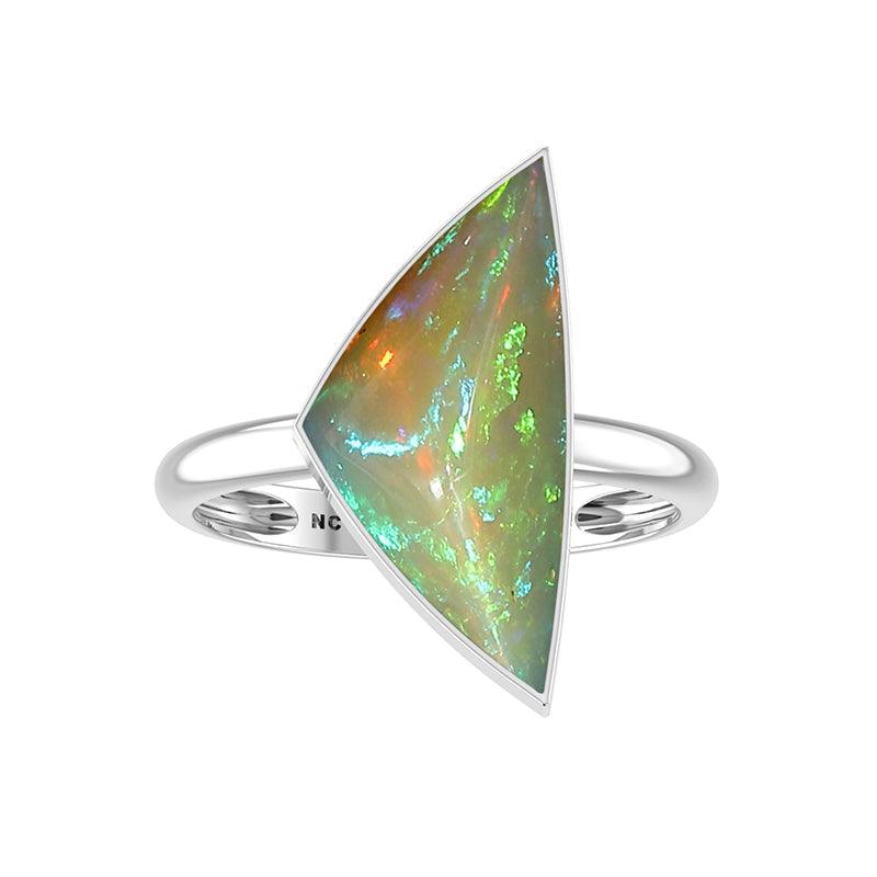 Natural Ethiopian Opal Rings for Women in Sterling Silver (Pack of 6, Bezel-Set)