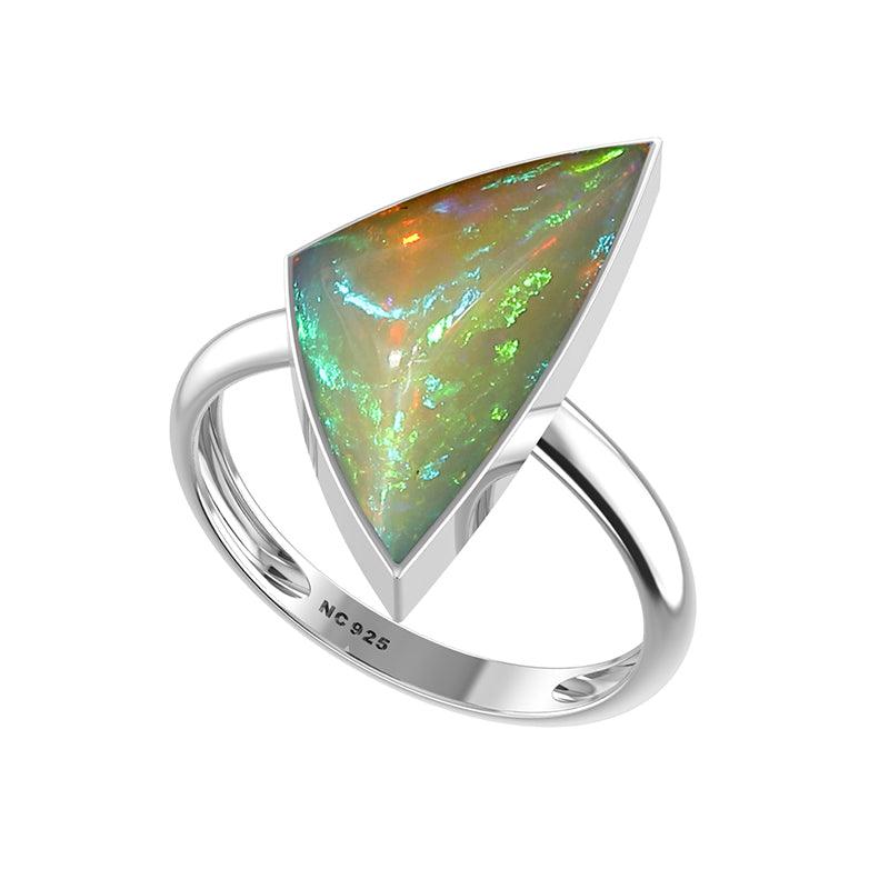 925 Sterling Silver Natural Ethiopian Opal Stone Ring Bezel Set Jewelry Pack of 6 - (Box 8) - Natural Creations | Dainty | Hand Crafted | Sterling Silver Jewelry