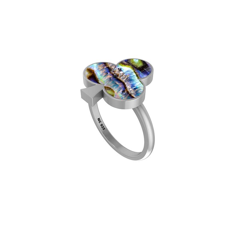 Natural Abalone Stackable Rings for Women in Sterling Silver (Pack of 12, Bezel-Set)