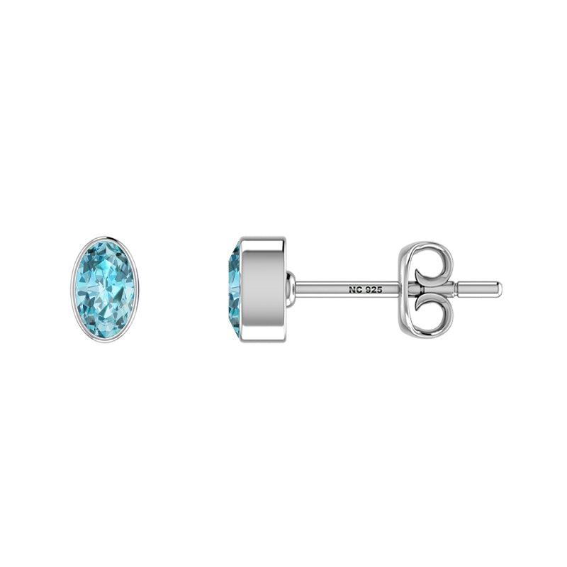 925 Sterling Silver Studs Natural Cut Gemstone Bezel Set Multi Shapes Earring Jewelry