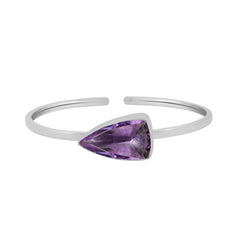 925 Sterling Silver Natural Amethyst Cuff Bangle Jewelry Bezel Set Pack of 1