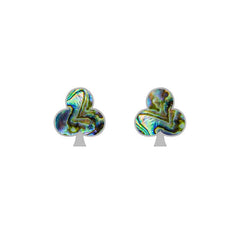 Natural Abalone Stud Earrings for Women in Sterling Silver (Pack of 3, Bezel Set)