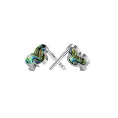 925 Sterling Silver Natural Abalone Shell Club Stud Earring Bezel Set Jewelry Pack of 3