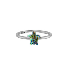 Natural Abalone Stackable Rings for Women in Sterling Silver (Pack of 12, Bezel-Set)