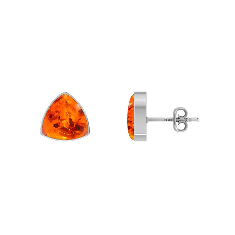 Natural Amber Bezel Studs Earring 925 Sterling Silver Handmade Jewelry Pack Of 3