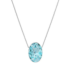 925 Sterling Silver Cut Aquamarine Slider Necklace With Chain 18" Bezel Set Jewelry Pack of 6