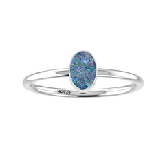 Natural Australian Opal Rings for Women in Sterling Silver (Pack of 12, Bezel-Set)