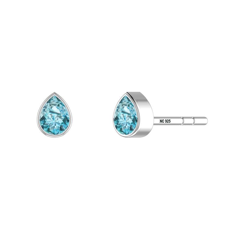 925 Sterling Silver Studs Natural Cut Gemstone Bezel Set Multi Shapes Earring Jewelry