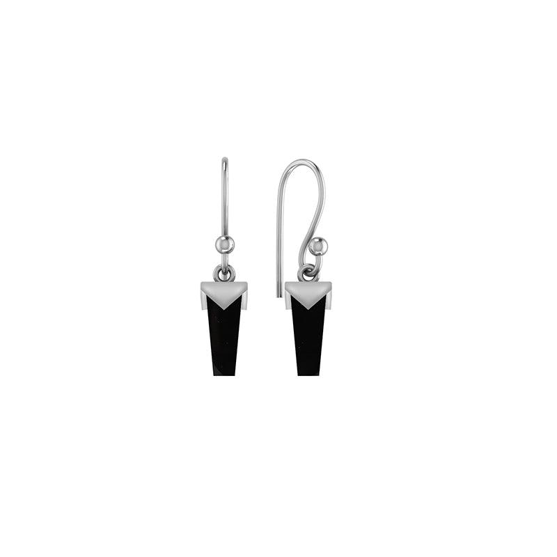 Natural Black Onyx Pencil Cut Hoop Earring 925 Sterling Silver Handmade Jewelry Pack of 1