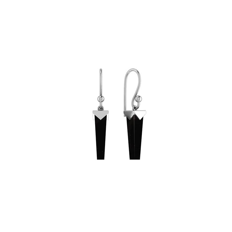925 Sterling Silver Cut Black Onyx Hook Earring Bezel Set Pack of 1
