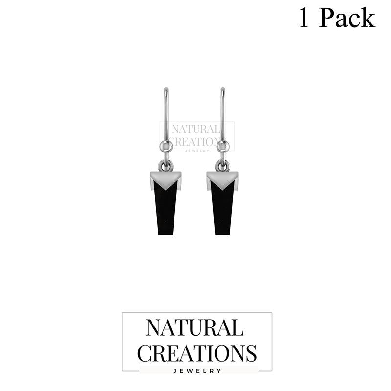 Natural Black Onyx Pencil Cut Hoop Earring 925 Sterling Silver Handmade Jewelry Pack of 1