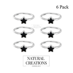 925 Sterling Silver Natural Cab Gemstone Bezel Set Star Shape Ring Jewelry