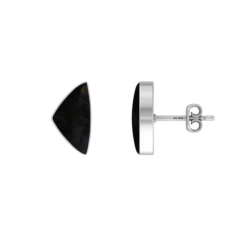 Natural Black Tourmaline Bezel Studs Earring 925 Sterling Silver jewelry Pack Of 3