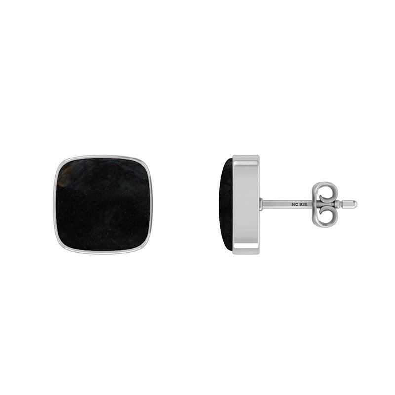 Natural Black Tourmaline Bezel Studs Earring 925 Sterling Silver jewelry Pack Of 3