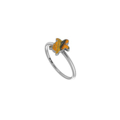 Natural Bumble Bee Stackable Rings for Women in Sterling Silver (Pack of 12, Bezel-Set)