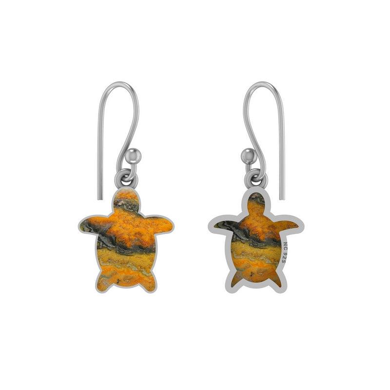 Natural Bumble Bee Earrings for Women in Sterling Silver (Pack of 1, Bezel Set)