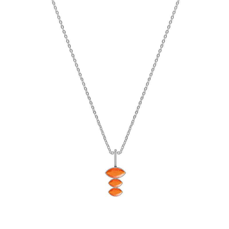 Natural Carnelian Pendants With 18" Inches Chain for Women in Sterling Silver (Pack of 3, Bezel-Set)