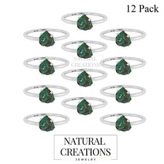Natural Rough Chrysocolla Ring 925 Sterling Silver Prong Set Jewelry Pack of 12