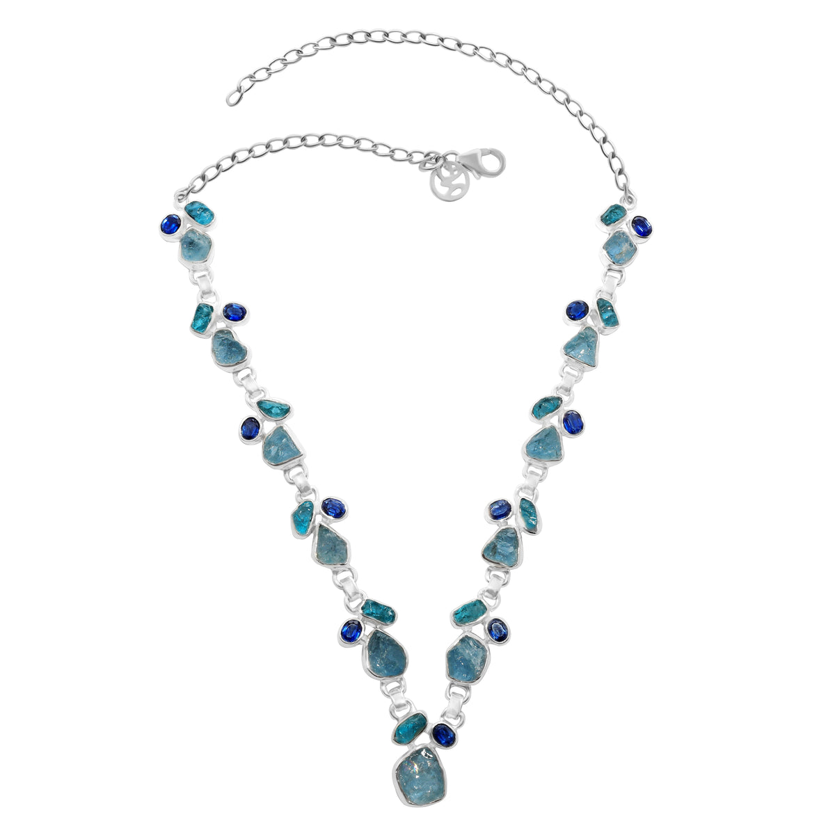 Designer Aquamarine Necklace Studded With Paraiba Apatite, Kyanite Pack of 1 (D9-2)