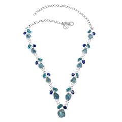 Designer Aquamarine Necklace Studded With Paraiba Apatite, Kyanite Pack of 1 (D9-2)