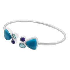 Designer Turquoise Bangle Studded With Swiss Blue Topaz, Paraiba Apatite Pack of 1 (D108-5)