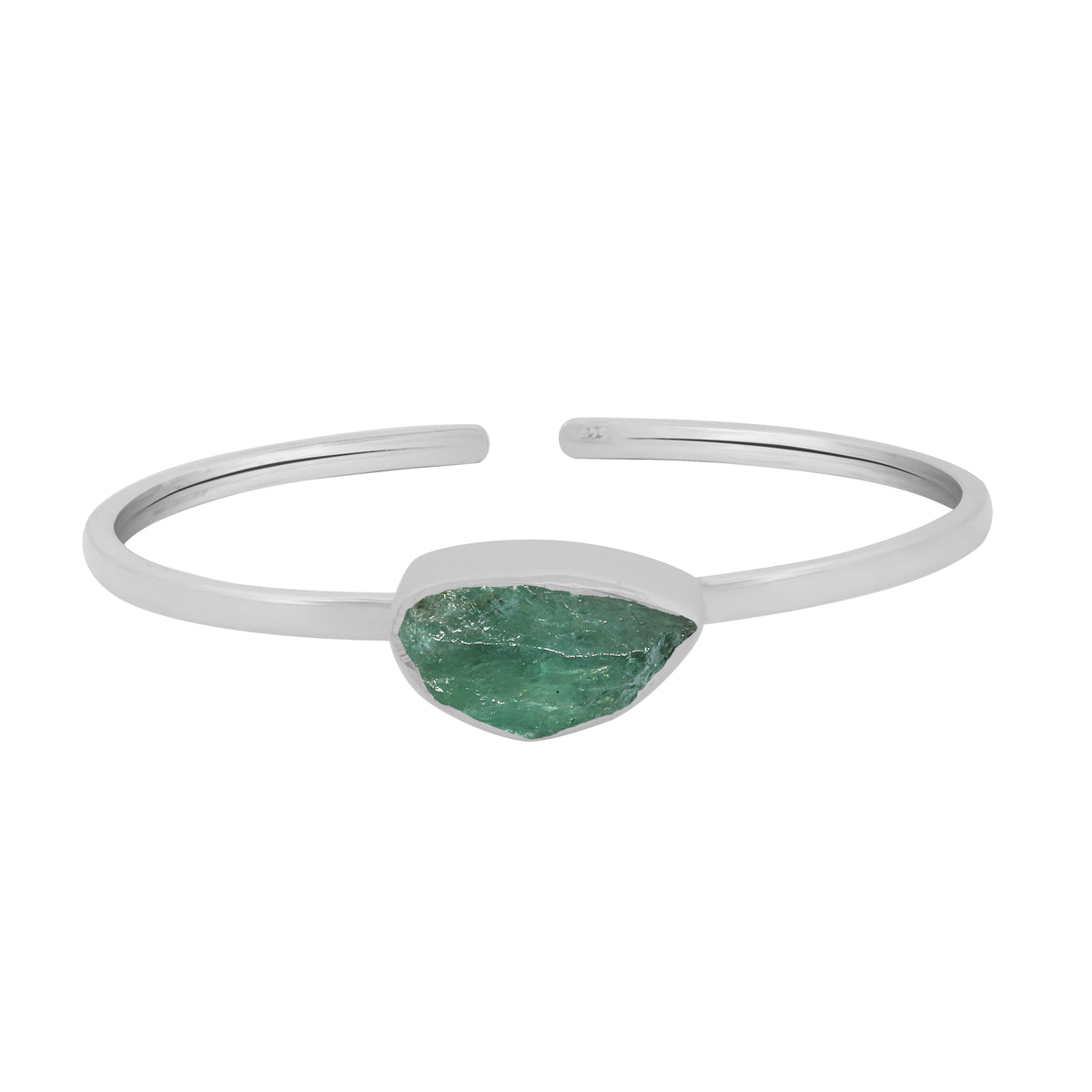 925 Sterling Silver Natural Emerald Cuff Bangle Jewelry Bezel Set Pack of 1