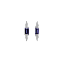 Natural Iolite Stud Earrings for Women in Sterling Silver (Pack of 3, Bezel Set)