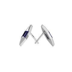 Natural Iolite Stud Earrings for Women in Sterling Silver (Pack of 3, Bezel Set)