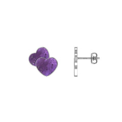 925 Sterling Silver Natural Amethyst Double Heart Cab Earring Bezel Set Jewelry Pack of 3