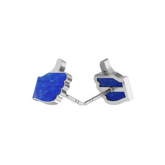925 Sterling Silver Lapis Thums Stud Earring Handmade Bezel Set Jewelry Pack Of 3