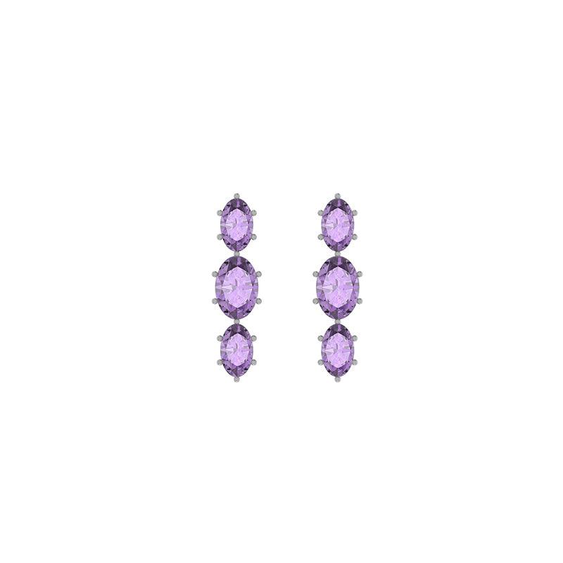 925 Sterling Silver Natural Amethyst Cut Stud Earring Prong Set Jewelry Pack of 3