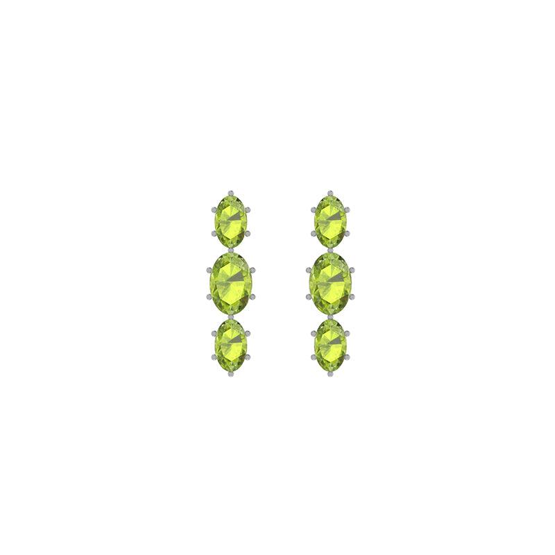 925 Sterling Silver Cut Peridot Stud Earring Prong Set Jewelry Pack of 3