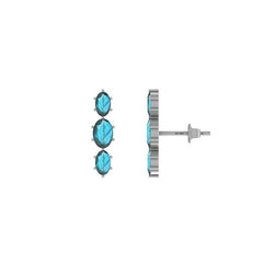 925 Sterling Silver Natural Labradorite Cut Stud Earring Prong Set Jewelry Pack of 3