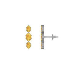 925 Sterling Silver Cut Citrine Stud Earring Prong Set Jewelry Pack of 3