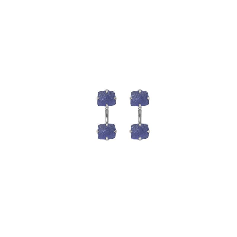 925 Sterling Silver Natural Tanzanite Raw Stud Earring Prong Set Jewelry Pack of 1
