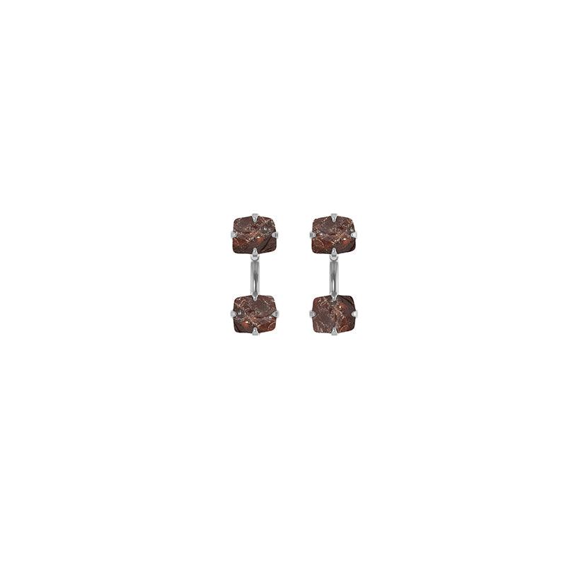925 Sterling Silver Natural Garnet Raw Stud Earring Prong Set Jewelry Pack of 1