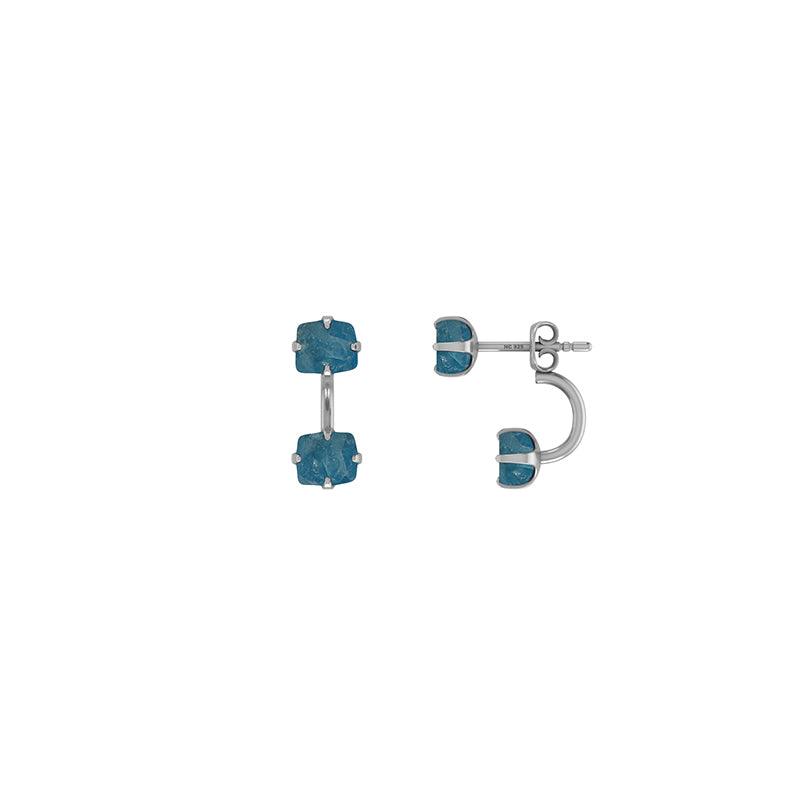 925 Sterling Silver Natural Neon Apatite Raw Stud Earring Prong Set Jewelry Pack of 1