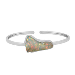 925 Sterling Silver Natural Ethiopian Opal Cuff Bangle Bracelet Bezel Set Jewelry Pack of 1