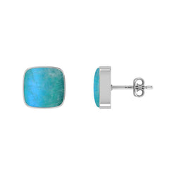 Natural Green Rainbow Studs 925 Sterling Silver Studs Green Rainbow Earring Silver Bezel Studs Pack Of 3
