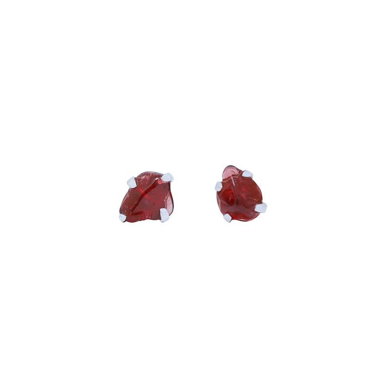 925 Sterling Silver Studs Prong Setting Natural Rough Birthstone Earrings Jewelry
