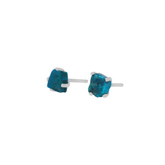 Natural Chrysocolla Stud Earrings for Women in Sterling Silver (Pack of 4, Prong Set)