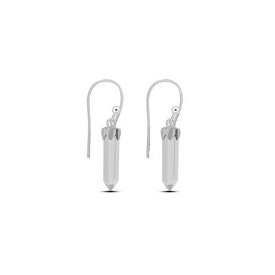 Natural Crystal Pencil Cut Hoop Point Earring 925 Sterling Silver Handmade Jewelry Pack of 4
