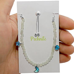 Natural Prehnite Cut Bolo Bracelets Chip Beaded With Charm Jewelry Pack of 6
