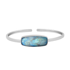 Natural Labradorite Twister for Women in Sterling Silver (Pack of 1, Bezel-Set)