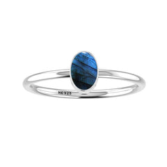 925 Sterling Silver Natural Labradorite Stackable Ring Bezel Set Jewelry Pack of 12