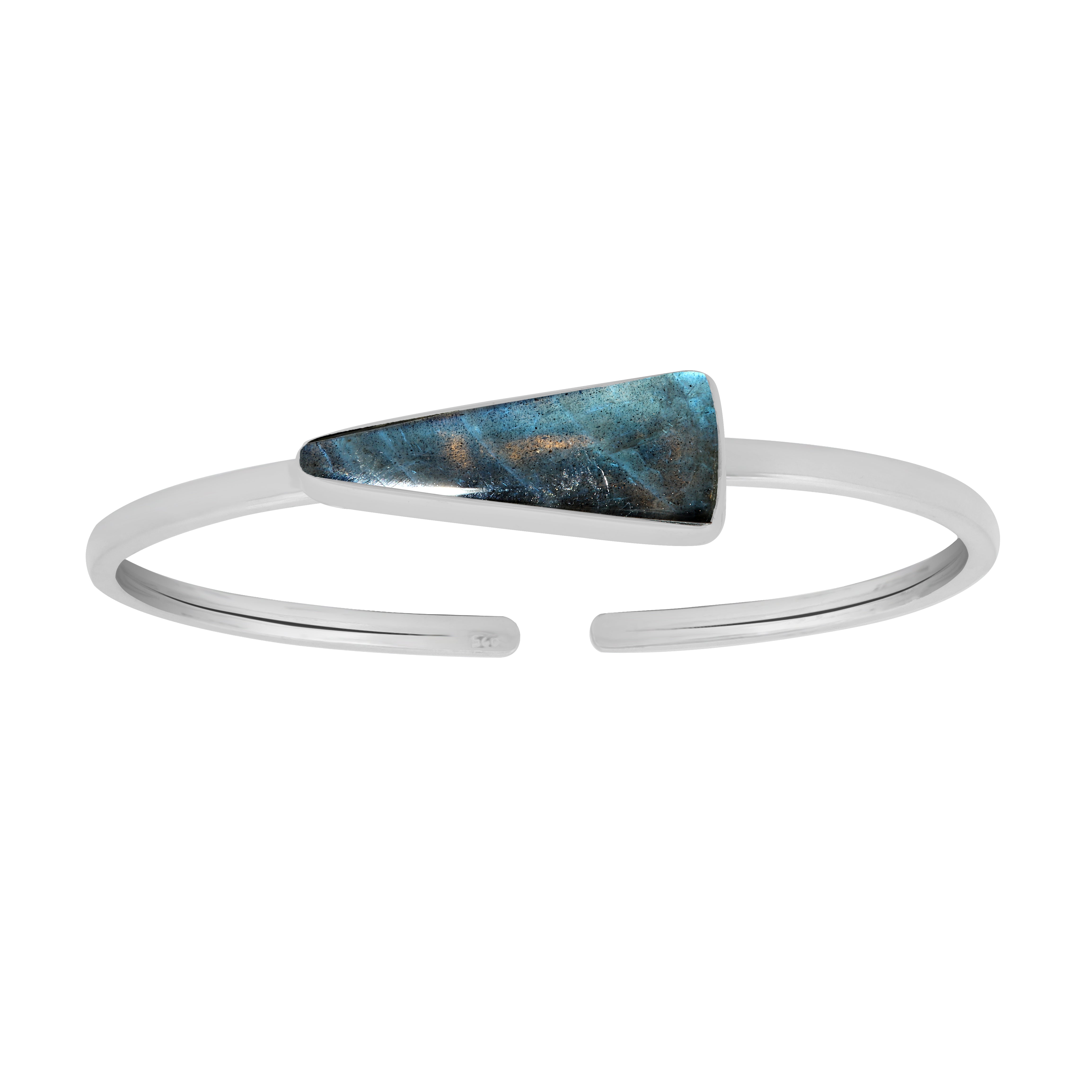 Natural Labradorite Twister for Women in Sterling Silver (Pack of 1, Bezel-Set)