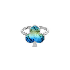 Natural Labradorite Stackable Rings for Women in Sterling Silver (Pack of 12, Bezel-Set)