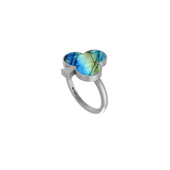 Natural Labradorite Stackable Rings for Women in Sterling Silver (Pack of 12, Bezel-Set)